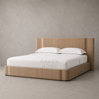 Lit Double Moderne OAKEN pour Chambre à Coucher, Combinaison de Meubles en Bois Massif pour Villa, Hôtel, Appartement, Mobilier de Maison