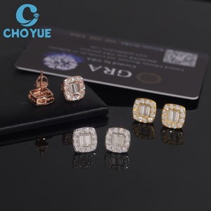 Hot Sale Baguette Cut Moissanite Stud <b>Earrings</b> Real 925 Silver Gold Plated Claw Setting Luxury Screw <b>Back</b> Stud <b>Earring</b> Jewelry - Product Image 2