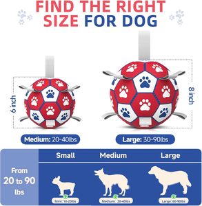 Ballon de football pour chien <span class=keywords><strong>Diman</strong></span> Paw Print avec sangles, pour jouer à l'intérieur/à l'extérieur, cadeau d'anniversaire, jouet interactif pour tirer la balle, pour chiens de petite/moyenne taille (6 pouces) - Product Image 2