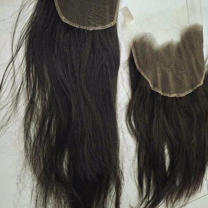 Ligne de cheveux basse M délié 13x4 Full Frontal HD pour perruque avec cheveux vierges vietnamiens Body Wave 18 pouces Machine Double trame - Product Image 1