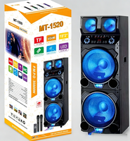 Système de sonorisation portable rechargeable RGB LED pour karaoké avec 2 microphones sans fil V5.3, puissance de sortie 100-300W, télécommande