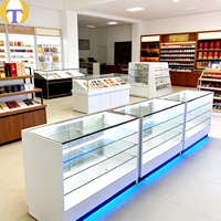 Vitrine professionnelle pour magasin de tabac avec éclairage LED RGB, base en MDF noir, pour mobilier de magasin de tabac moderne, utilisation en centre commercial