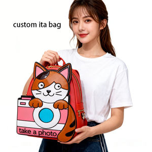 Sac à dos Ita Bag en cuir PU tendance avec motif chat de dessin animé personnalisé pour femmes et filles - Product Image 3