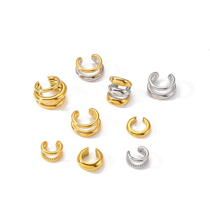 Nuovissimi Polsini da Orecchio CC di Lusso Gioielli in Acciaio Inossidabile Placcato Oro 18K <span class=keywords><strong>Clip</strong></span> <span class=keywords><strong>Orecchini</strong></span> Ipoallergenici per Donne e Ragazze - Product Image 1