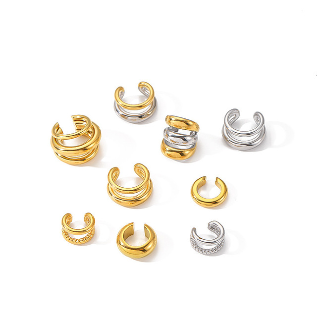 Newest Luxury CC Ear Cuffs Jewelry Stainless Steel 18K Gold Plated Ear Clips Earrings Hypoallergenic Earrings for Women Girls