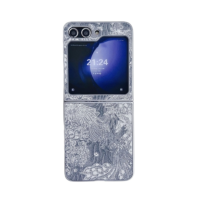 For Samsung Galaxy Z Flip6 Case, Embroidery Style Full Coverage Shockproof Protective Case Mobile Phone Case