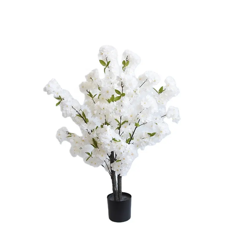 Hunan Zhangjiajie – arbre artificiel blanc en pot pour la décoration de la maison et du mariage, bonsaï de fleurs de cerisier en soie de Fuyuan, 0.8m