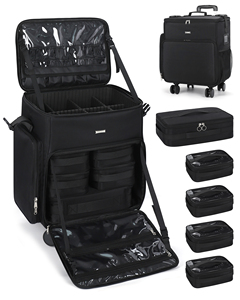 Valise de maquillage à roulettes Relavel Cosmology avec 5 pochettes amovibles, valise de maquillage à roulettes, valise pour coiffeur - Product Image 3