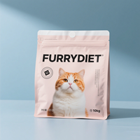 Papier d'aluminium refermable imprimé sur mesure sac de pochette d'emballage alimentaire en plastique à fond plat pour chien et chat avec fermeture éclair