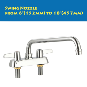 Montaje en cubierta 2 manijas con caño giratorio Grifo de fregadero central de 4 "Grifo de fregadero de cocina de <span class=keywords><strong>restaurante</strong></span> de tablero de trabajo pulido comercial - Product Image 2