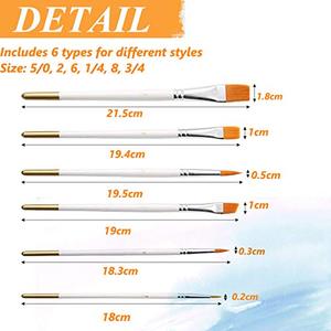 Bview Art pennelli per artisti con punta Fine pennelli per artisti/acquerello/olio/Gouache 6 pezzi pennelli per pittura acrilica in Nylon - Product Image 2