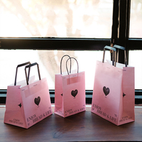 Sacs en papier kraft brun personnalisés avec logo, recyclables, pour la livraison de repas rapides, sacs à emporter pour pain, emballages alimentaires avec poignées plates