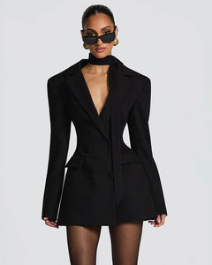 <span class=keywords><strong>Abito</strong></span> Sexy Mini Blazer con sciarpa da donna elegante a manica lunga doppiopetto a vita alta <span class=keywords><strong>abito</strong></span> da festa da Club - Product Image 1