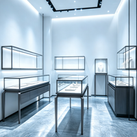 Vitrine élégante en verre, présentoir à bijoux, mobilier de présentation pour la décoration intérieure des bijouteries et l'attraction des clients