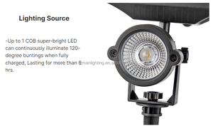 Lampe LED solaire avec pic, éclairage d'extérieur à large faisceau, idéal pour un jardin ou un sentier, 4 unités - Product Image 3