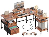 Bureau d'angle ergonomique en L SENYU moderne et minimaliste avec tiroir pour le jeu et le travail à domicile - Écologique et peu encombrant