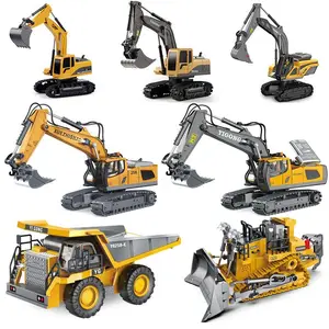 2.4g skala 1:24 kontrol Radio paduan logam penggali bulldoser Dumper dengan tanda Rc Die Cast truk konstruksi Set mainan