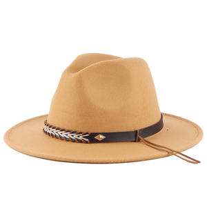 In magazzino piccolo ordine Floppy piatto a tesa larga feltro Cowboy Panama cintura fibbia cappello Sombrero lana australiana cappello Fedora a tesa larga - Product Image 1