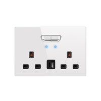 Interrupteur mural électrique universel gris UK 13A en verre trempé, minimaliste, avec prise USB Type-C, variateur de lumière pour ventilateur et lampe, 220-240V
