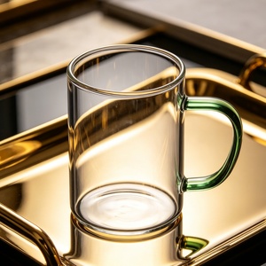 <span class=keywords><strong>Tazas</strong></span> de Vidrio de Borosilicato Grueso con Asa de Color, Gran Capacidad, Vasos Transparentes para Agua, Café, Leche, Té, Yogur - Product Image 5