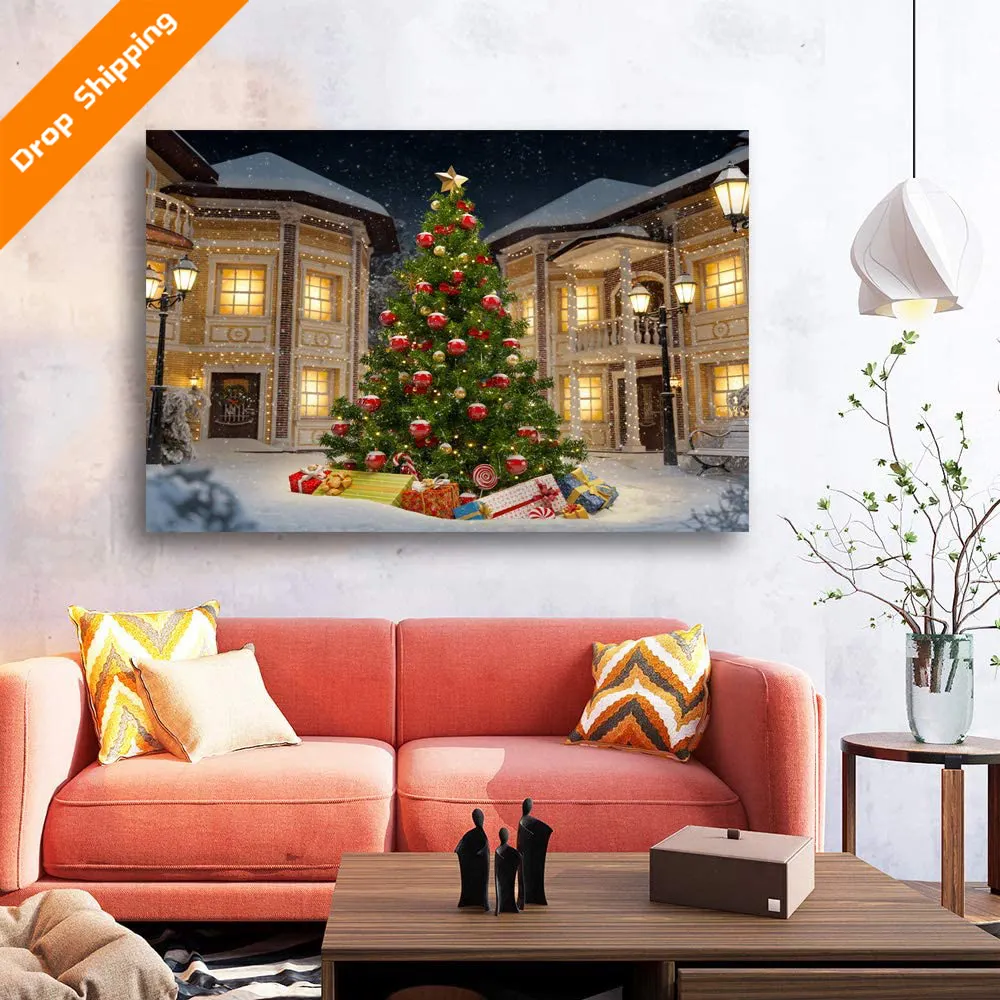 Tranh LED Canvas Với Thiết Kế Ngôi Sao Cho Giáng Sinh Wall Art Tranh Treo Tường Trang Trí 2021