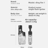 Briquet à jet droit au butane Single Fire 1, design tendance, en plastique transparent avec compartiment de carburant visible, résistant au vent, rechargeable