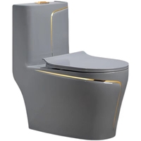 Cuvette de toilette de style européen moderne en céramique, plaque d'or super tourbillonnante, monobloc, carré à double chasse, piège en S coloré