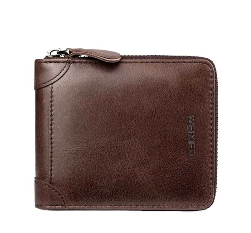 WEIXIER Brand W98 Wallet Leather Men Wallet Small Zipper Pocket Men Card Wallets Portomonee Male Short Coin Purse