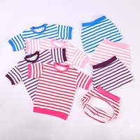 Tenue de tennis rayée 2 pièces pour petites filles, t-shirt à manches courtes et jupe, tissu doux et respirant pour les sports d'été et le quotidien