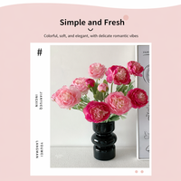 QiYIng Victory Hochwertige 3-köpfige Beflockte Seiden-Pfingstrose Künstliche Blume mit Luxuriöser Lebensechter Ausstrahlung Perfekte Kunstblume für Wohnzimmer und Zuhause