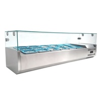 Table de préparation réfrigérée monotempérature de 1,5 m avec bacs GN intégrés, comptoir de bar commercial en acier inoxydable à 6 portes