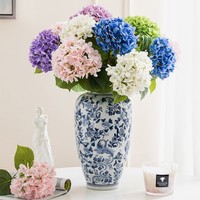 Ramo de Hortensias Realistas con Loto - Planta Artificial de Poliéster para Decoración de Jardín y Hogar