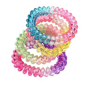 Classic Elastic <strong>Hair</strong> Tie Bracelet Women Accessories <strong>Hair</strong> Coil Girl Flexible Plastic Spring Phone Coil Gradient Kids <strong>Hair</strong> Ties - Product Image 1