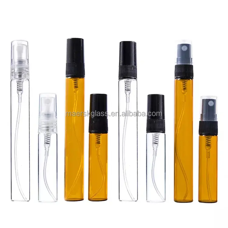 2ml 3ml 5ml 10ml marron cylindrique poche ambre Mini testeurs de parfum échantillons flacons en verre vaporisateur