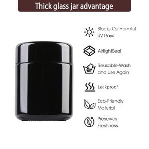 Nhà Máy Giá 2 Oz Trẻ Em Chịu Mài Mòn Lọ Thủy Tinh Leakproof khu vực Trung tâm Bao Bì Tùy Chỉnh Màu Đen Uv Sáp Thủy Tinh Jar Cho Phòng Cấp Cứu - Product Image 5