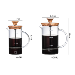 Cafetière à pression française en bambou naturel Urne en verre à double pression avec délicieux outil de thé de cuisine pour infuser du café - Product Image 2