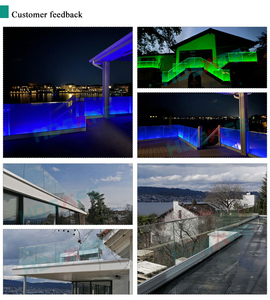 Balustrade en verre sans cadre en aluminium avec <span class=keywords><strong>éclairage</strong></span> LED pour balcon, villa en <span class=keywords><strong>bord</strong></span> <span class=keywords><strong>de</strong></span> <span class=keywords><strong>mer</strong></span>, piscine, installation facile - Product Image 5