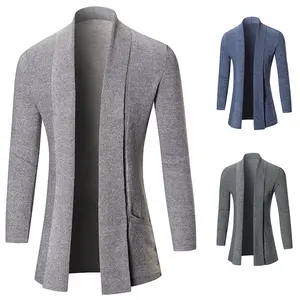 Высококачественный индивидуальный европейский модный мужской вязаный кардиган из 100% полиэстера, свитер