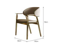 Fauteuil design moderne en acier inoxydable avec cadre en cuir microfibre et dossier pour salle à manger d'hôtel, fauteuil doré de luxe