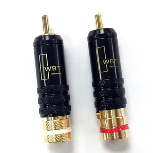 1 paire de connecteurs RCA fiche de ligne de Signal mâle WBT 0144 fiche RCA tête de Lotus connecteurs RCA en cuivre d'environ 53mm