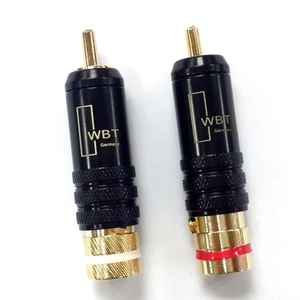 1 paire de connecteurs RCA mâles, prise de ligne de signal <span class=keywords><strong>WBT</strong></span> 0144, prise RCA tête de lotus, connecteurs RCA en cuivre, environ 53 mm - Product Image 1