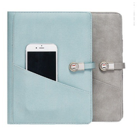 Carnets de notes rechargeables avec batterie externe 10000 mAh, chargement filaire/sans fil, couverture en cuir, vente en gros