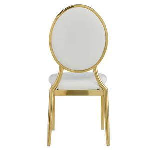 Lujo apilable blanco y oro O espalda redonda sillas para Eventos Fiestas Chaise de mariage evento metal boda Silla de comedor - Product Image 4