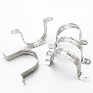 2 Holes Stainless Steel U Shaped Full Saddle Clamp Tube Clip For Conduit Pipe Strap