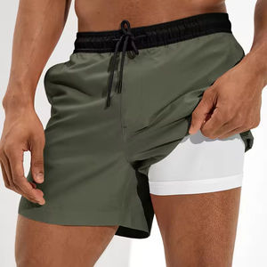 YITE verano natación Boardshorts playa pantalón corto doble capa de secado rápido pantalones cortos para correr Casual deportes entrenamiento gimnasio pantalones cortos para hombres - Product Image 5