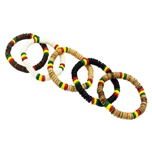 Coconut Rasta Bracelet Cool Hiphop Coco Beads Bracelet for Men Wooden Beads Bracelet from Cebu Wholesale