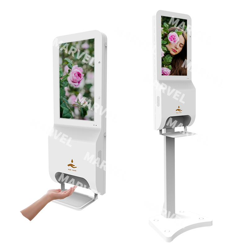 Floor and wall mounted electronic TOTE dispenser sanitizer LCD advertising player