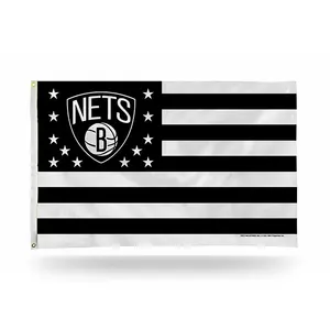 Vente chaude Haute Qualité Double Face Polyester Basketball Équipes NBA Drapeau Personnalisé 3x5ft Brooklyn Nets Drapeaux