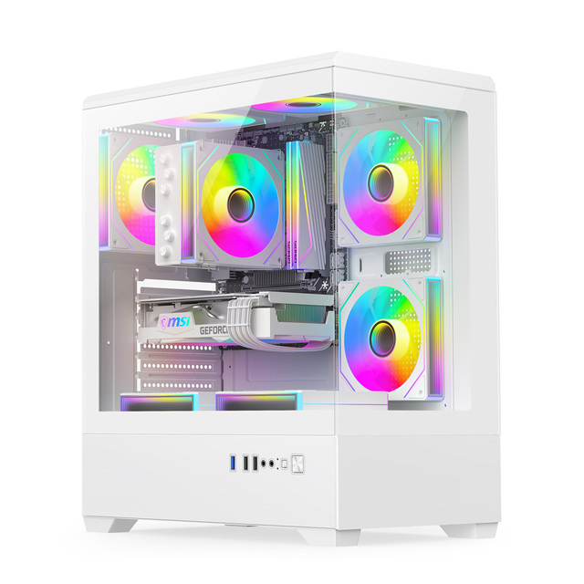 Full Transparent ATX Gaming Case Mesh Front High Airflow Tempered Glass Water Cooling Fans USB3.0 Mid-Tower