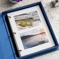 Luxus Leinen Hardcover Fotoalbum 3 Ring Binder Couch tisch Buch mit Goldfolie Lily Muster Hochzeit Memory Book Geschenk box Blau